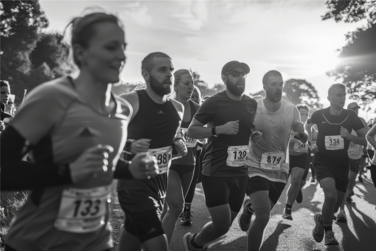 A group of runners racing together